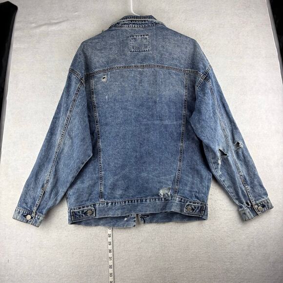 Mudd Y2K Denim Jacket Men's Medium Grunge Distressed Blue Jean 100% Cotton 2020 - Picture 9 of 10